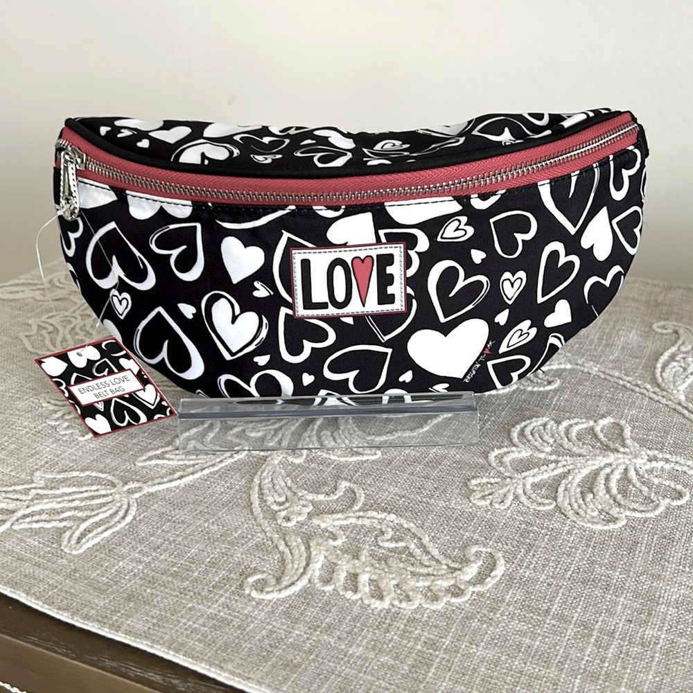 Brighton NWT Endless Love Hearts Nylon Sling Back/Fanny Pack Bag